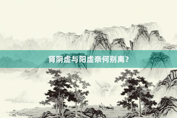 肾阴虚与阳虚奈何别离？
